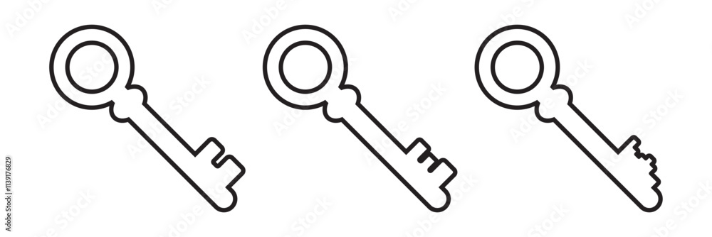 Key icon set. Isolated security and lock symbol. Vector Key icon set. Isolated security and lock symbol. Vector
