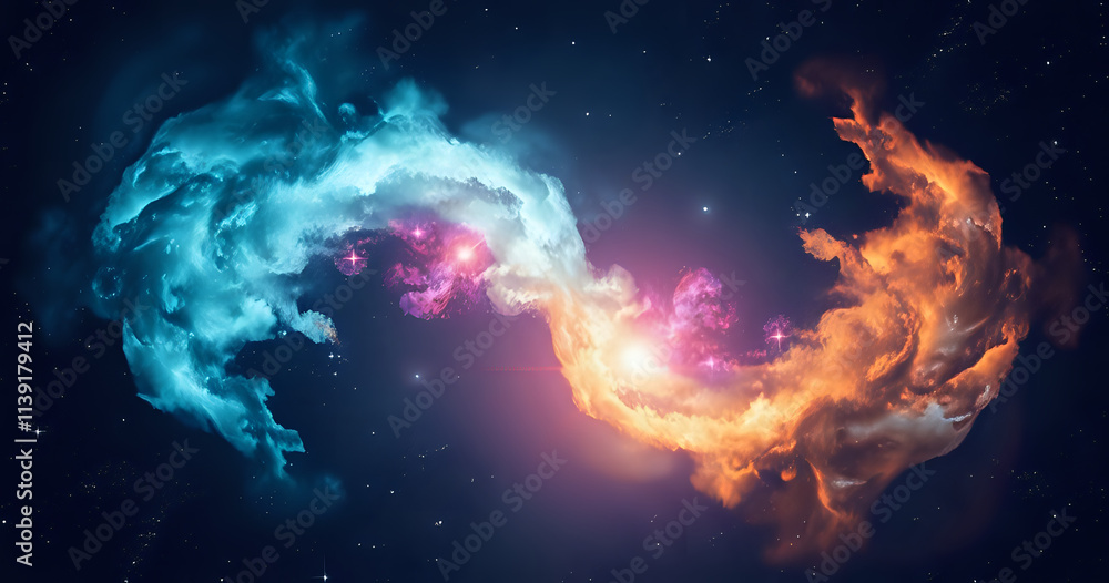 Naklejka premium Colorful space galaxy nebula. Stary night cosmos. Universe science astronomy. Supernova background wallpaper