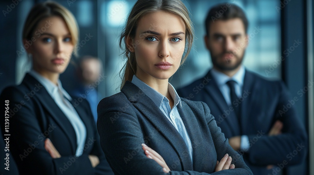Confident businesswomen and businessman team. Confident businesswomen and businessman team.
