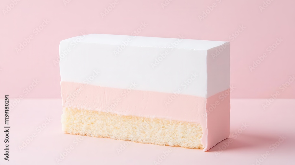 A pastel geometric cake slice with sharp edges, giving off a modern architectural charm. A pastel geometric cake slice with sharp edges, giving off a modern architectural charm.