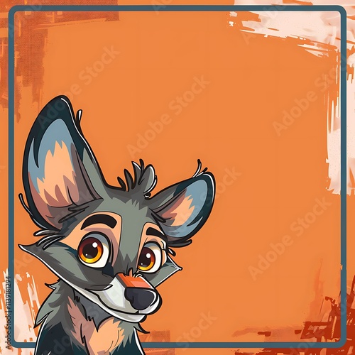 Playful cartoon coyote character digital art vibrant background whimsical style creative perspective photo