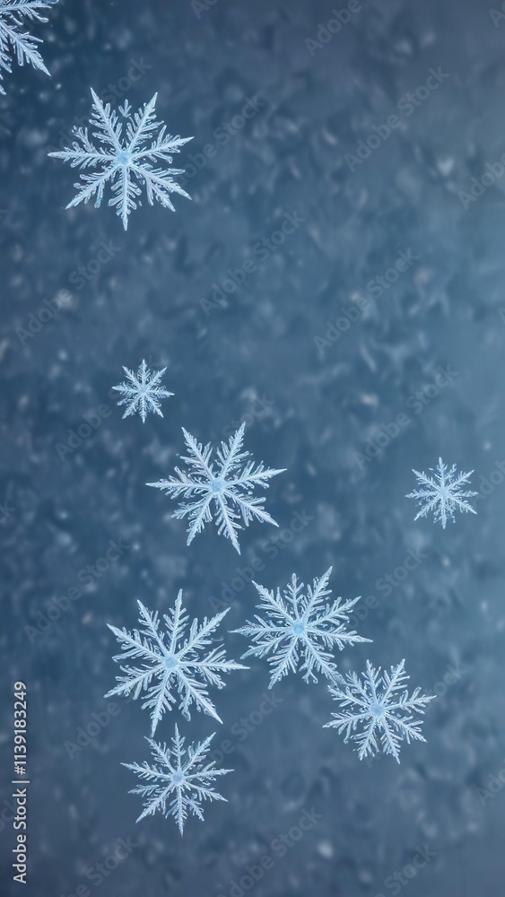 delicate snowflakes falling on a soft blue gradient background , nature, icy, gentle delicate snowflakes falling on a soft blue gradient background , nature, icy, gentle
