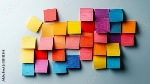 A vibrant collage of colorful sticky notes on background photo