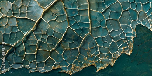 Detailed macro photography emphasizes the elaborate patterns and textures of a grapevine leaf, revealing its natural grace photo