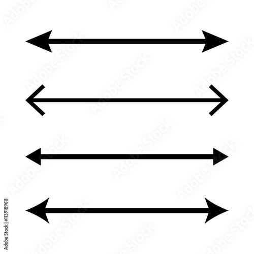 Long straight double arrow icon set