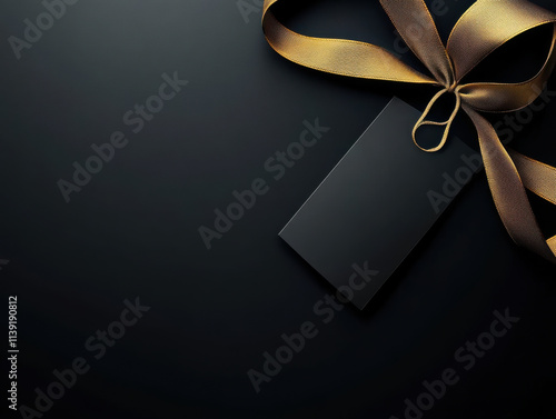 Decorative horizontal black ribbon with bow and sale tag for black friday sale design