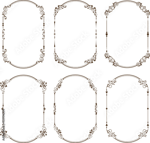 Vintage label design with monograms and frames