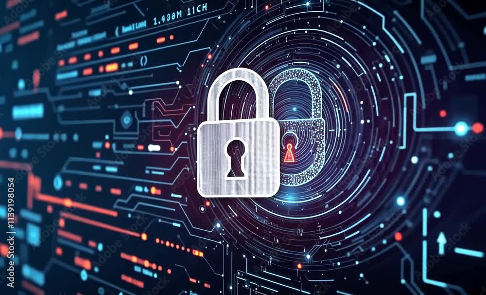 Secure Digital Future: Advanced Cyber Security Technology with Fingerprint Lock Concept Secure Digital Future: Advanced Cyber Security Technology with Fingerprint Lock Concept