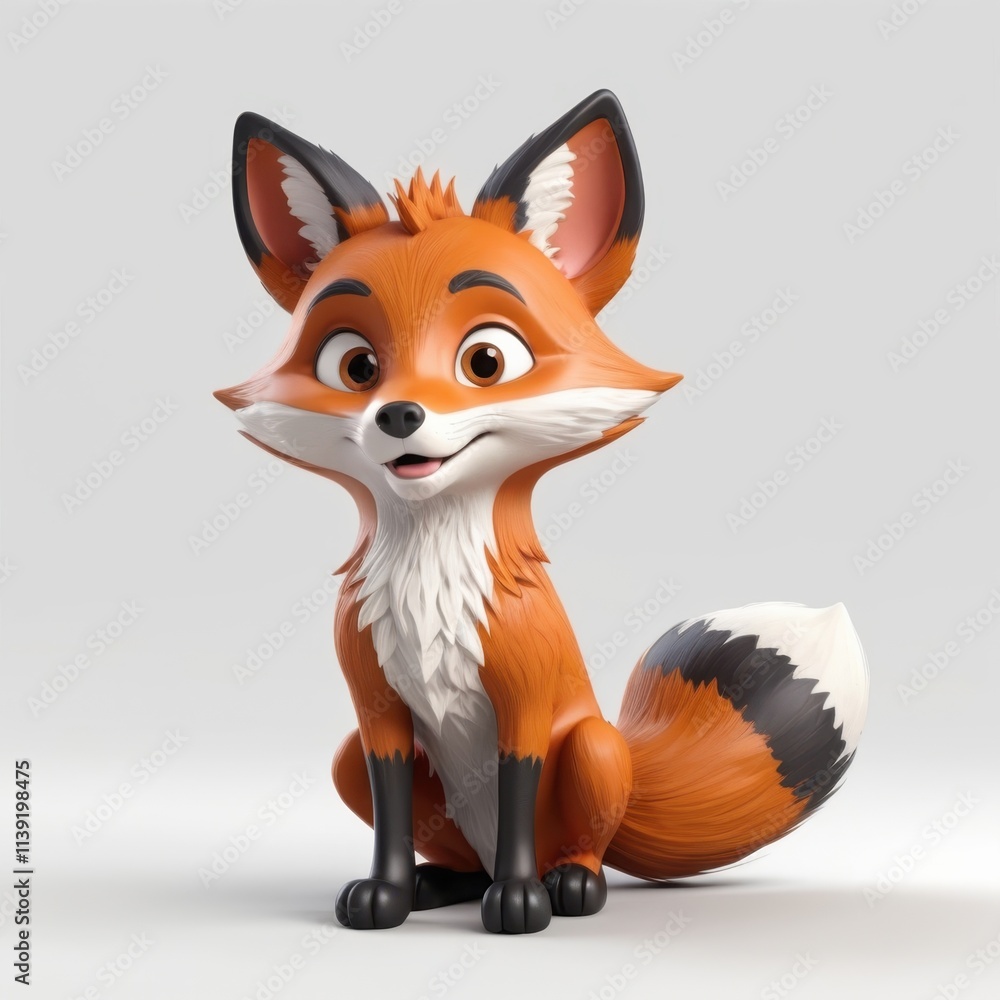 Adorable cartoon fox sitting with a cheerful smile. Ideal for kids' illustrations, storybooks, and educational content. Isolated on a white background. Adorable cartoon fox sitting with a cheerful smile. Ideal for kids' illustrations, storybooks, and educational content. Isolated on a white background.