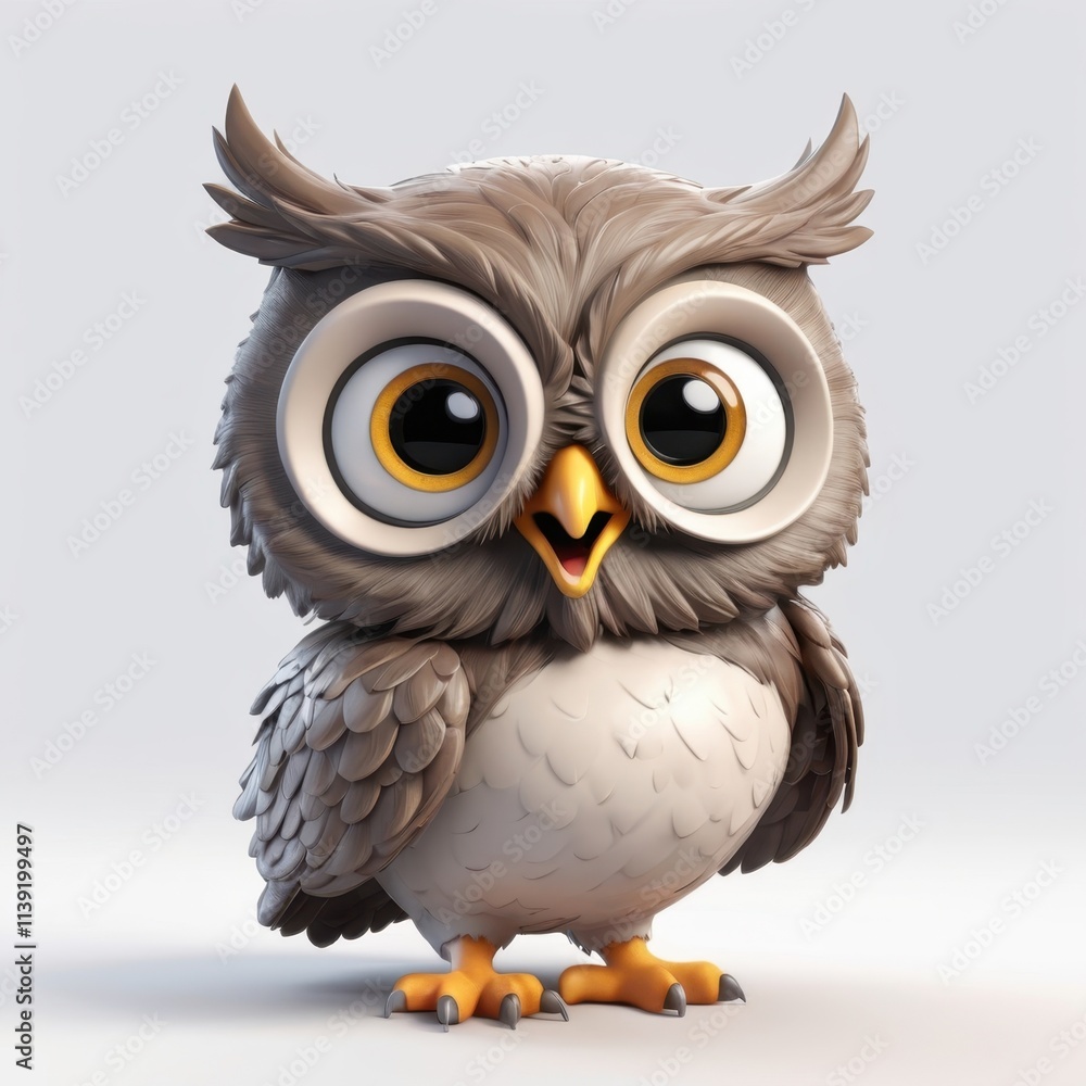Cute cartoon owl with big eyes and a friendly expression, standing on a white background. Perfect for educational materials, children's books, and nature-themed designs.
Cute cartoon owl with big eyes and a friendly expression, standing on a white background. Perfect for educational materials, children's books, and nature-themed designs.