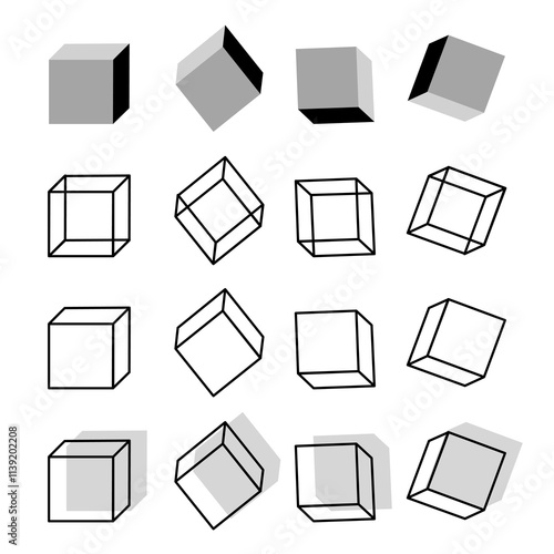 3d and outline cubes