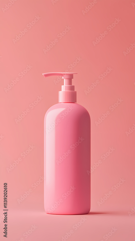 Minimalist skincare bottle on a pink background Minimalist skincare bottle on a pink background