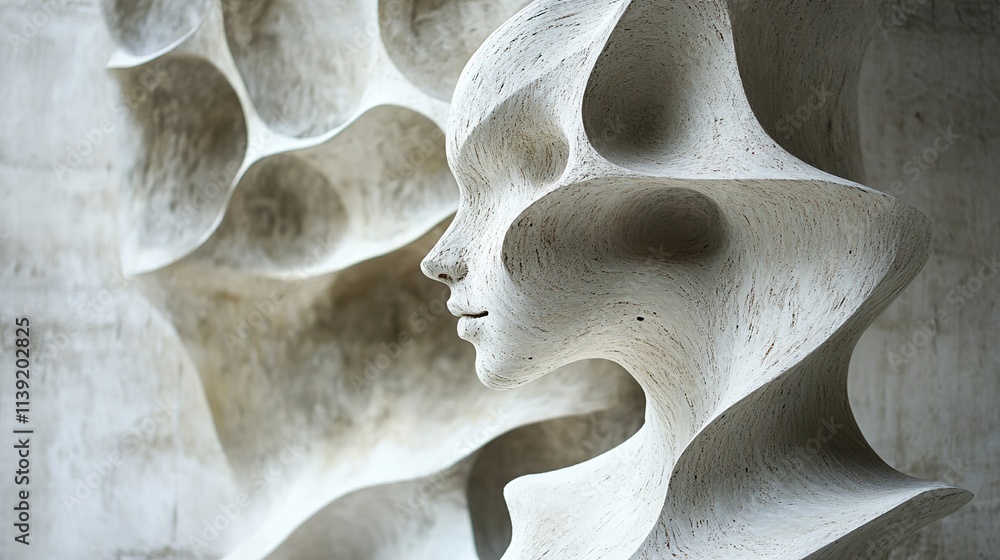 Abstract White Sculpture: A Serene Stone Carving Abstract White Sculpture: A Serene Stone Carving