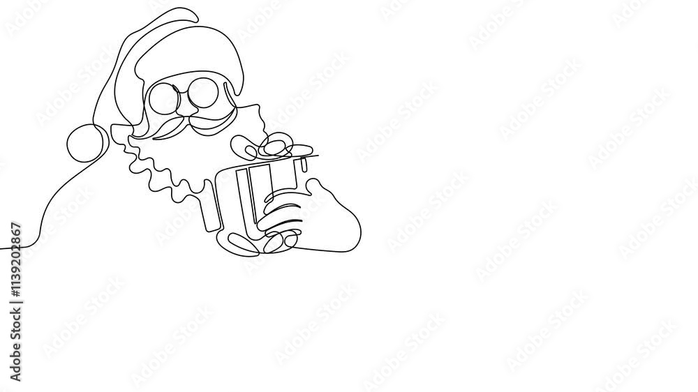 Self-drawing of Santa with gift one line. 2D animation of drawing a chocolate bar over the fireplace. 4k stock video with alpha channel for whiteboard, chalkboard, presentation High quality 4k footage Self-drawing of Santa with gift one line. 2D animation of drawing a chocolate bar over the fireplace. 4k stock video with alpha channel for whiteboard, chalkboard, presentation High quality 4k footage