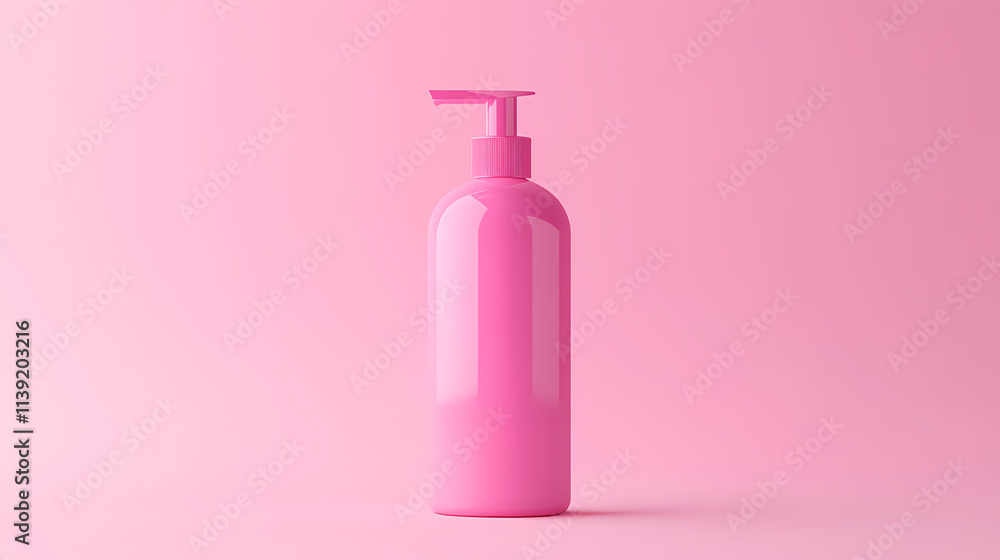 Minimalist skincare bottle on a pink background Minimalist skincare bottle on a pink background