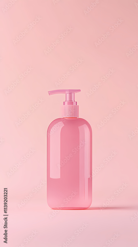 Minimalist skincare bottle on a pink background Minimalist skincare bottle on a pink background