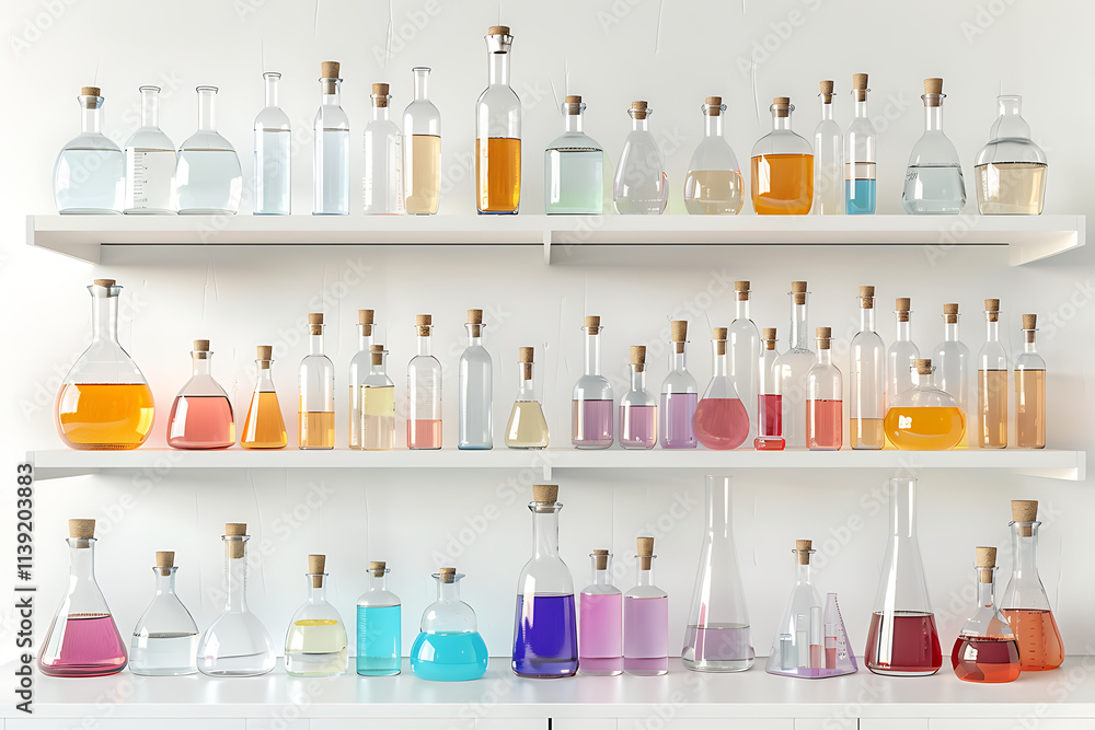 A well-organized shelf displays various skincare and beauty products, neatly arranged under soft lighting, evoking a sense of calm and order, White shelving unit with different cleaning supplies. A well-organized shelf displays various skincare and beauty products, neatly arranged under soft lighting, evoking a sense of calm and order, White shelving unit with different cleaning supplies.