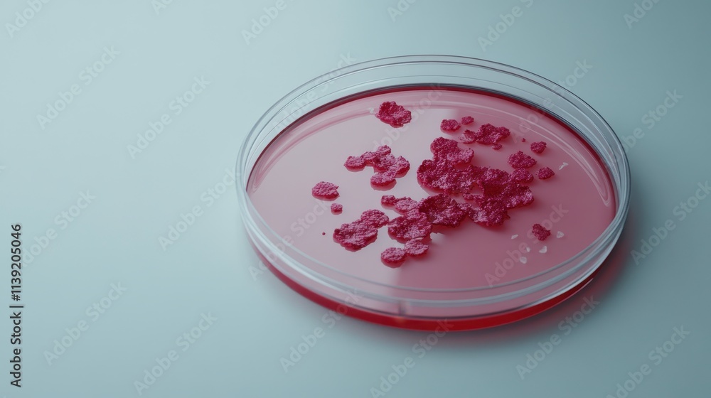 Close-Up View of Pink Microbial Growth in Laboratory Petri Dish Demonstrating Biological and Scientific Research in a Controlled Environment Close-Up View of Pink Microbial Growth in Laboratory Petri Dish Demonstrating Biological and Scientific Research in a Controlled Environment