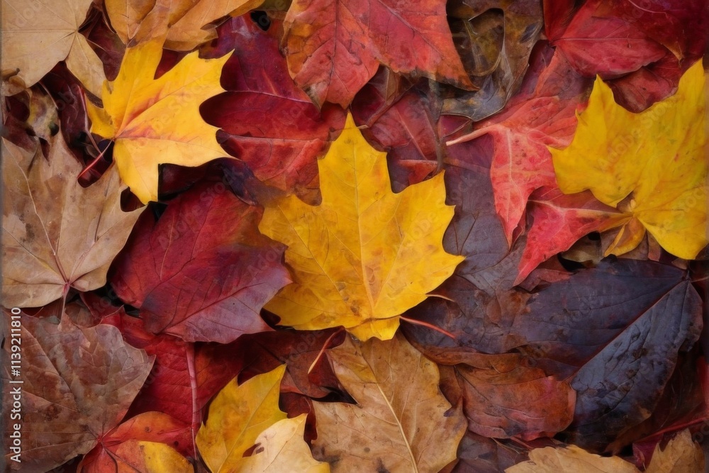 Vibrant Autumn Leaves on Dark Background with Peaceful Serene Mood Vibrant Autumn Leaves on Dark Background with Peaceful Serene Mood