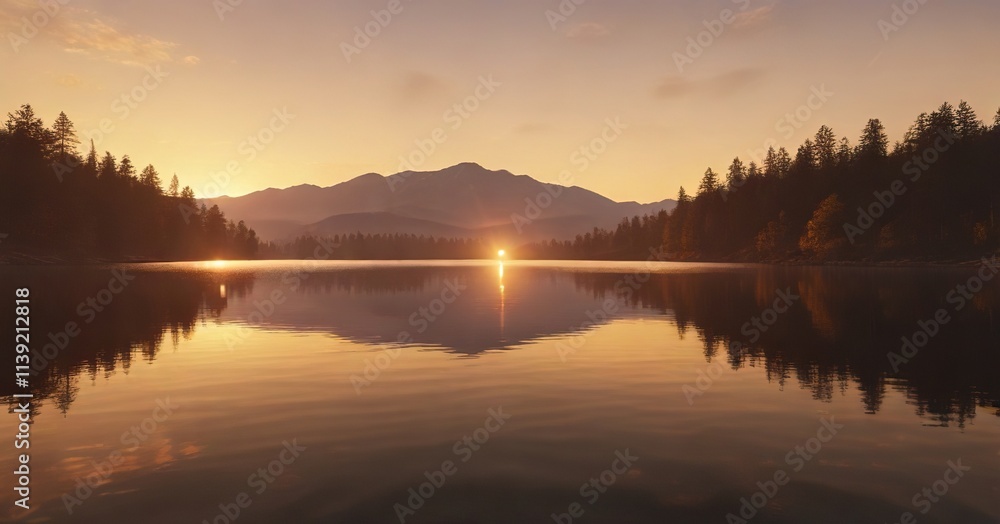 A shimmering golden background gradient with metallic light reflections on a serene lake at dusk, serenity, golden A shimmering golden background gradient with metallic light reflections on a serene lake at dusk, serenity, golden