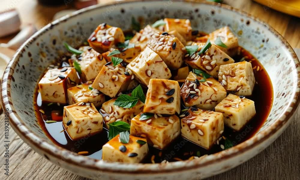 Delicious Sesame Tofu in a Soy Glaze Delicious Sesame Tofu in a Soy Glaze