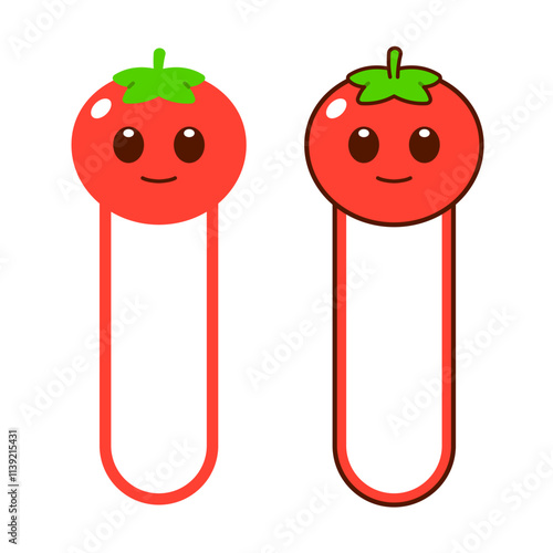 Vector Tomato Bookmark Flat Design Illustration