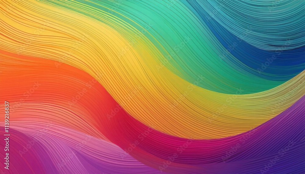 Abstract Rainbow Wave: A vibrant and colorful abstract background featuring a wave of flowing lines in all colors of the rainbow. Perfect for design projects, websites, and social media. Abstract Rainbow Wave: A vibrant and colorful abstract background featuring a wave of flowing lines in all colors of the rainbow. Perfect for design projects, websites, and social media.