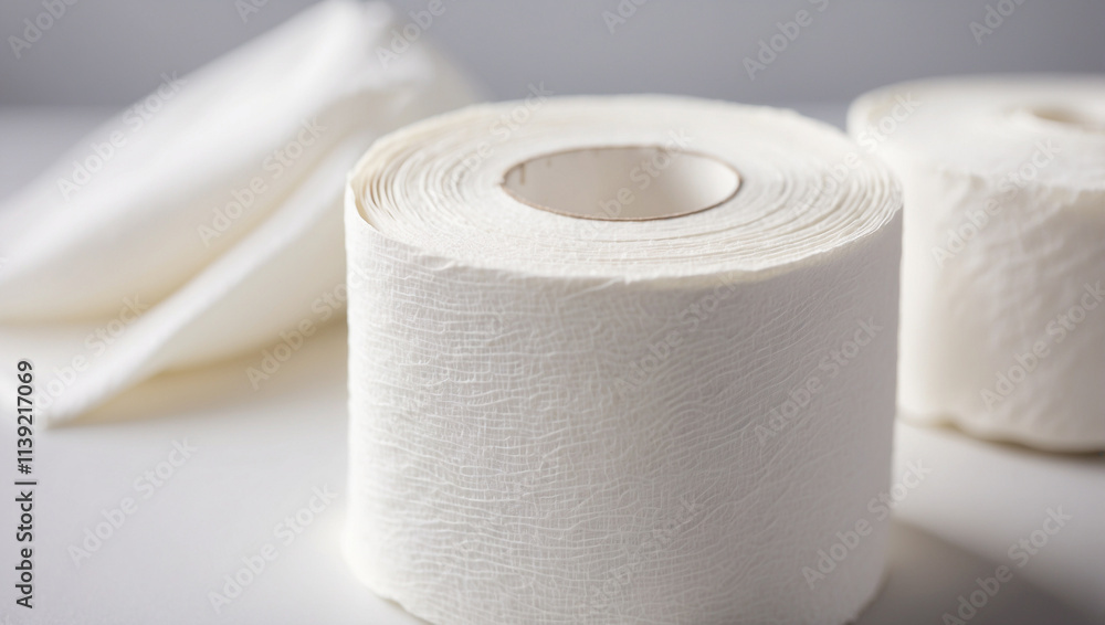 Obraz premium White Toilet Paper Close-Up