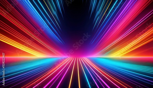 Neon Speed: Abstract vibrant colorful neon lights streaks creating a dynamic speed effect. Perfect for futuristic, technology, and energy concepts.