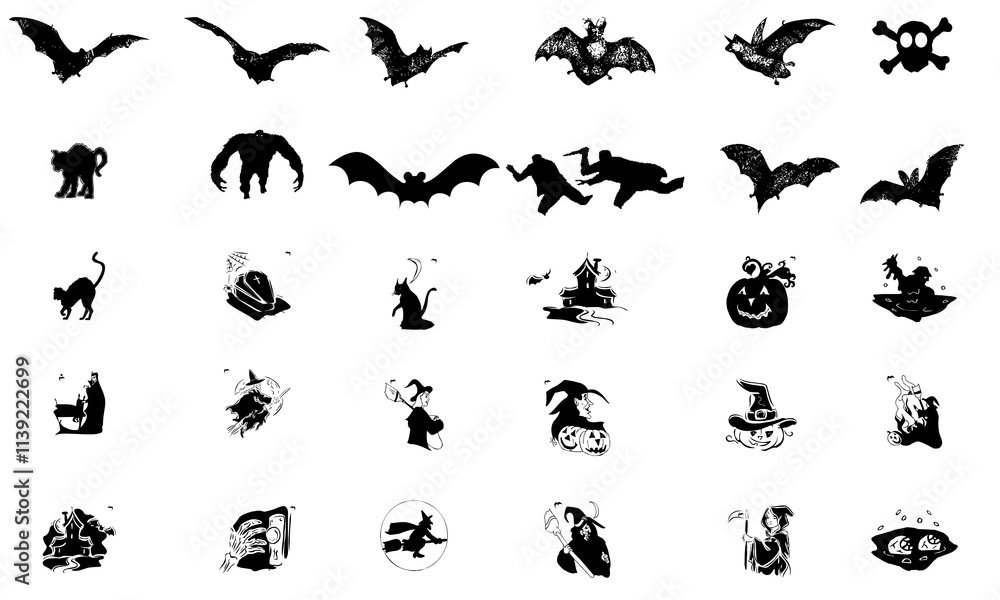 Horror icon bundle. Spooky icon bundle. Scary icon bundle Horror icon bundle. Spooky icon bundle. Scary icon bundle