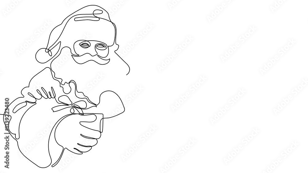 Self-drawing of Santa with gift one line. 2D animation of drawing a chocolate bar over the fireplace. 4k stock video with alpha channel for whiteboard, chalkboard, presentation High quality 4k footage Self-drawing of Santa with gift one line. 2D animation of drawing a chocolate bar over the fireplace. 4k stock video with alpha channel for whiteboard, chalkboard, presentation High quality 4k footage