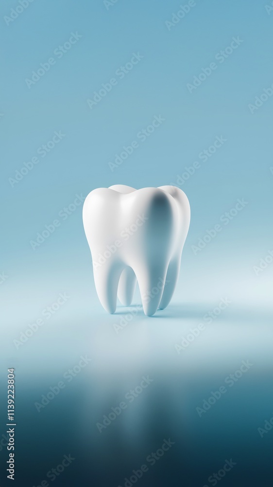 Minimalist Dental Health Concept with Tooth Model for Medical Banner. Blue background with copy space Minimalist Dental Health Concept with Tooth Model for Medical Banner. Blue background with copy space