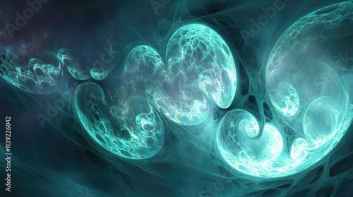 Futuristic abstract shapes in a glowing environment