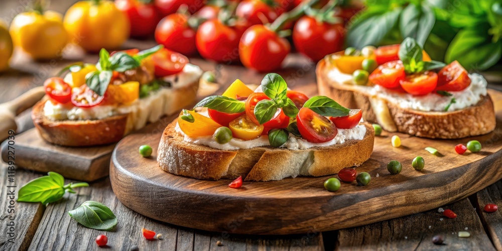 Stunning Candid Photography of Italian Bruschetta with Fresh Tomatoes, Basil, and Cheese - A Culinary Delight for Food Lovers Stunning Candid Photography of Italian Bruschetta with Fresh Tomatoes, Basil, and Cheese - A Culinary Delight for Food Lovers