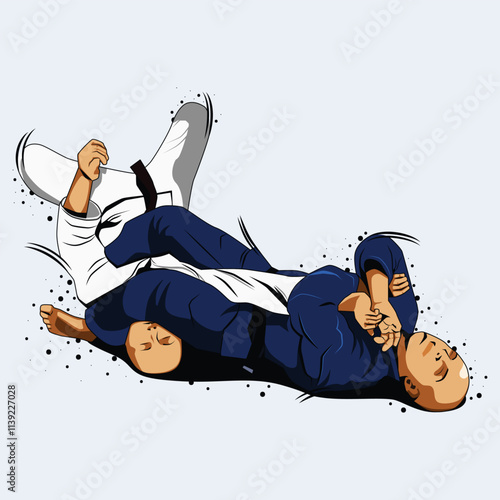 Brazilian Jiujitsu (Jiu-jitsu) technique. Vector illustration design