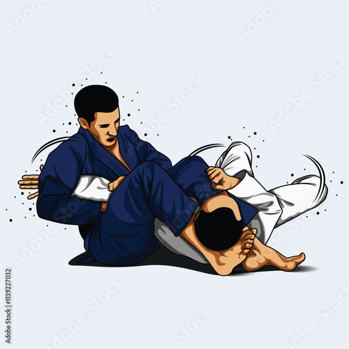 Brazilian Jiujitsu (Jiu-jitsu) technique. Vector illustration design
