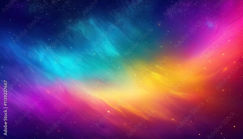 Obraz premium Cosmic Symphony: Vibrant hues dance in a mesmerizing cosmic landscape, evoking a sense of wonder and the vastness of the universe. 