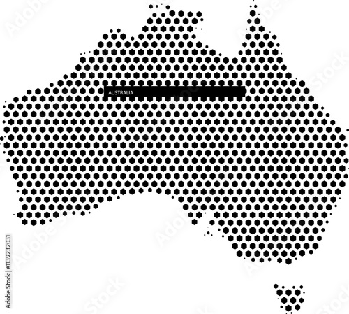 Australia map illustrated with dot patterns showcasing geographical features