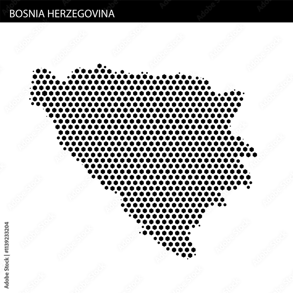 Fototapeta premium Map of Bosnia Herzegovina created with a dot pattern design