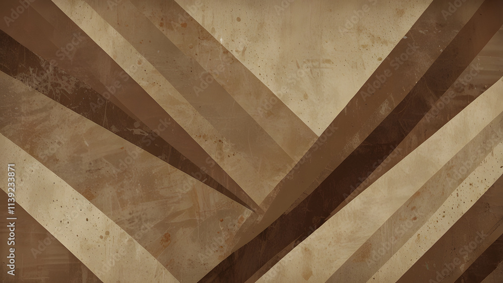 Obraz premium A minimalist abstract background with overlapping geometric shapes in shades of brown, creating a vintage and industrial feel.