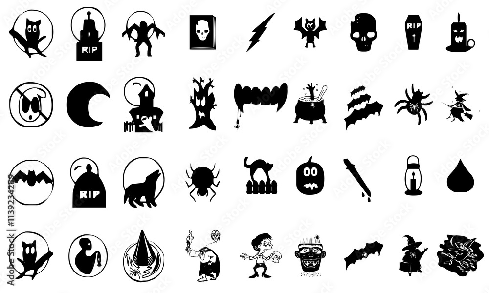 Fototapeta premium Horror icon bundle. Spooky icon bundle. Scary icon bundle