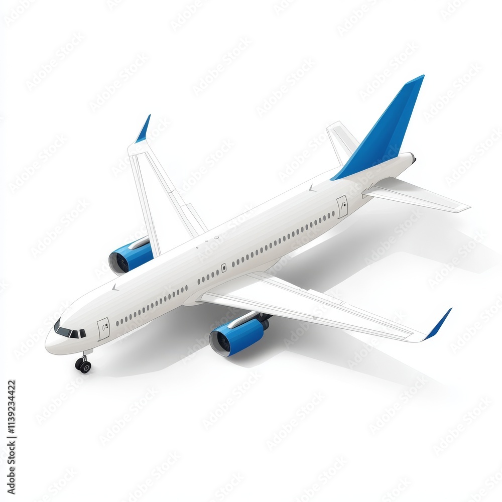 Isometric illustration of a passenger airplane. Isometric illustration of a passenger airplane.