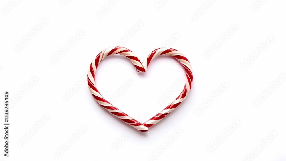 Christmas red white candy cane forming heart shape isolated on white background - feeling warm and happy with love on holday Christmas season - Chrismtmas design elements for seasonal festive content Christmas red white candy cane forming heart shape isolated on white background - feeling warm and happy with love on holday Christmas season - Chrismtmas design elements for seasonal festive content