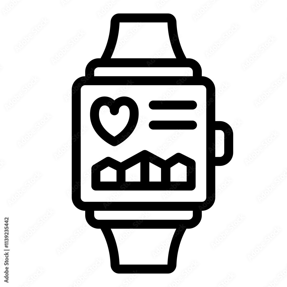 Smartwatch outline icon representing IoT wearable technology Smartwatch outline icon representing IoT wearable technology