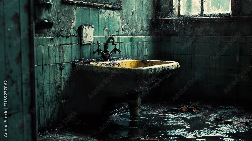 Decaying Bathroom in an Abandoned Building Decaying Bathroom in an Abandoned Building