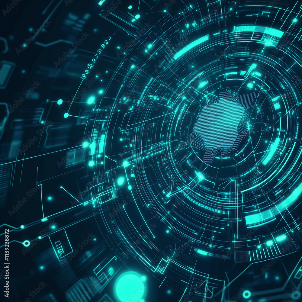 abstract technology background with circle, generative AI illustration abstract technology background with circle, generative AI illustration
