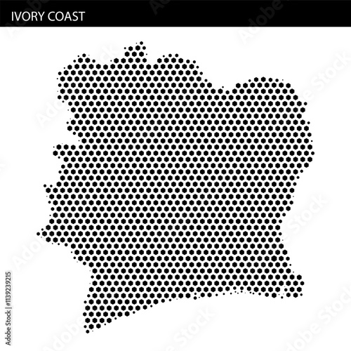 Detailed map illustrating the geographic outline of Ivory Coast with textured design