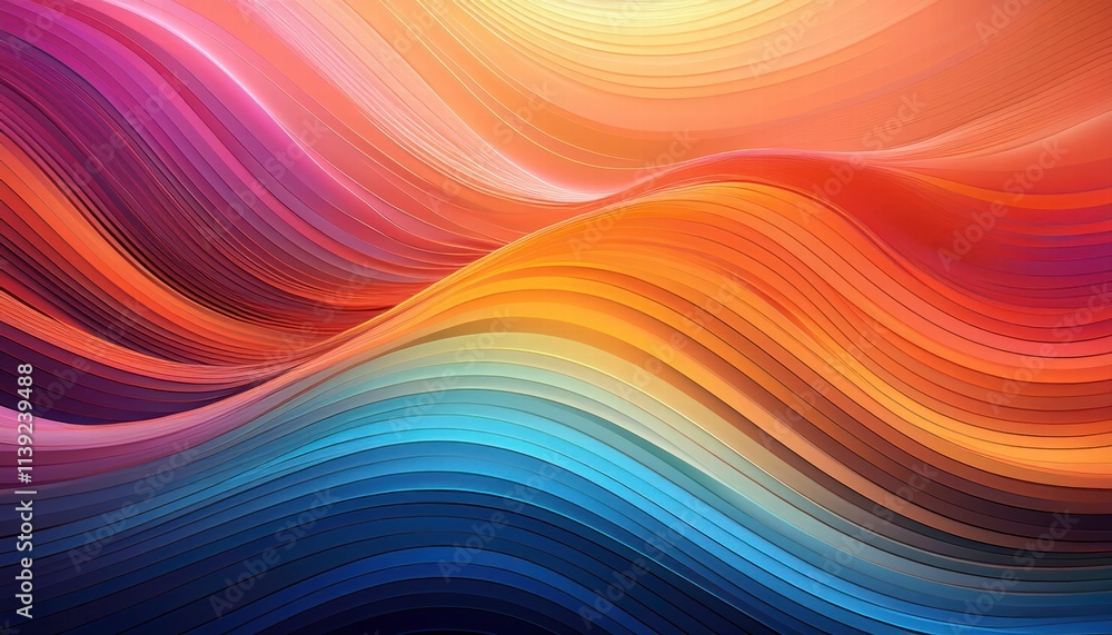 Fototapeta premium Abstract Vibrant Waves: A mesmerizing abstract background featuring a symphony of colors and flowing lines, evoking a sense of energy and movement.