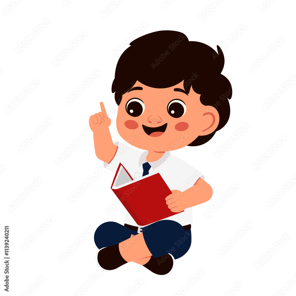 Boy Reading a Book Illustration Boy Reading a Book Illustration