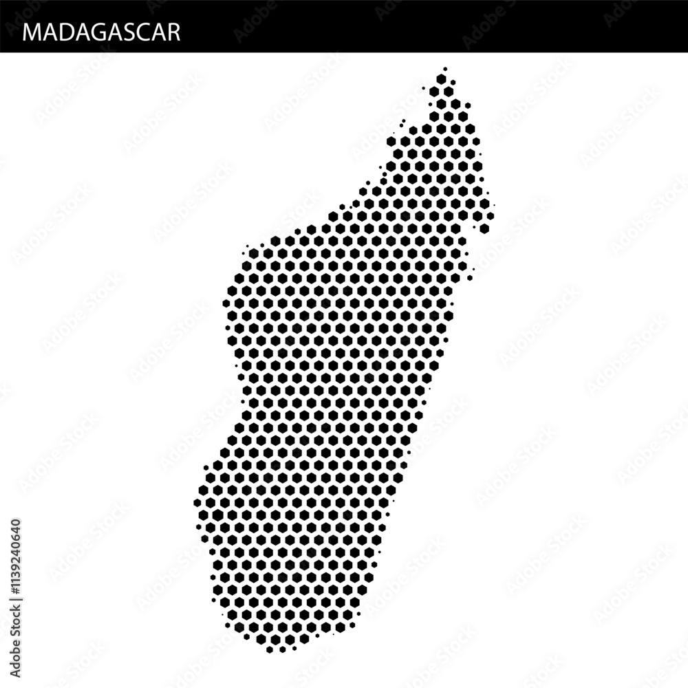 Unique artistic representation of Madagascar highlighting its geographic outline